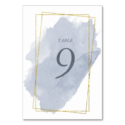 Dusty Gold en Blue Wedding Table Kaart (Voorkant)