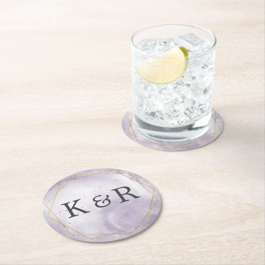 Dusty Gold en Paars huwelijk Ronde Kartonnen Onderzetter (Insitu)