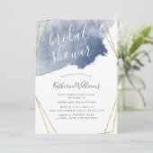 Dusty Gold et Blue Bridal Shower Invitation (Debout devant)