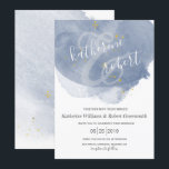 Dusty Gold et Blue Elegant Wedding Invitation<br><div class="desc">Arrière - plan simple aquarelle en trois couleurs de votre choix bleu, bleu et violet avec des taches d'or discrètes. Tout script est dans une combinaison de police élégante et sans serif qui accentue ce look romantique moderne. Avec un script manuscrit personnalisé et des cadres dorés comme accents, il fait...</div>