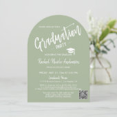 Dusty Green Arch Photo Grad Invitation (Debout devant)
