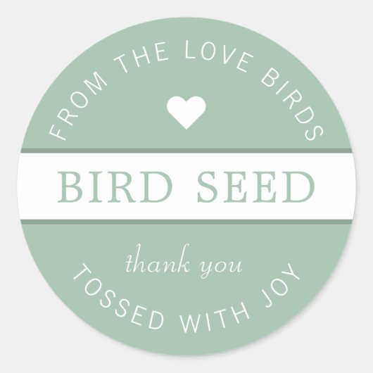 Dusty Green Bird Seed Toss Wedding Favors Ronde Sticker (Voorkant)