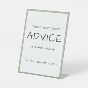 Dusty Green Casual Handschrift Advies & Wensen Reclamebord Met Voetstuk