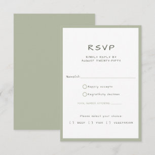 Dusty Green Casual Handschrift Maaltijdkeuze RSVP Kaartje
