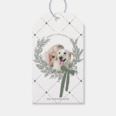 Dusty Green Christmas Wreath Foto Cadeaulabel (Voorkant)