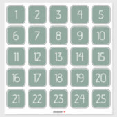Dusty Green Customizable Square Number Stickers  (Feuille)