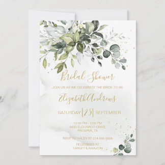 Dusty Green Eucalyptus Bridal Shower Invitation Kaart