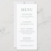 Dusty Green Eucalyptus Greenery Wedding Menu (Voorkant)