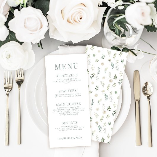 Dusty Green Eucalyptus Greenery Wedding Menu