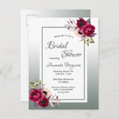 Dusty green florals invitation à la douche nuptial (Devant / Derrière)