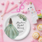 Dusty Green Gold Glitter Jurk Vrijgezellenfeest Papieren Bordje (Feest)