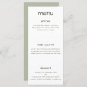 Dusty Green Minimalist Menu Moderne (Devant / Derrière)