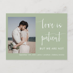 Dusty Green Modern Minimal Script Photo Elopement Briefkaart