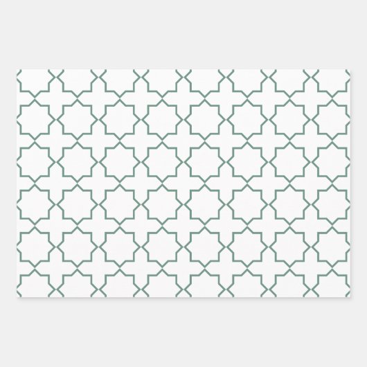 Dusty Green Moroccan Arabesque Pattern Inpakpapier Vel (Voorkant)