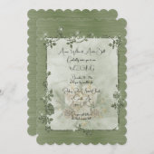 Dusty Green Shiny Elegant Sparkly Frame Wedding Kaart (Voorkant / Achterkant)