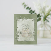 Dusty Green Shiny Elegant Sparkly Save the Date Briefkaart (Staand voorkant)