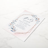 Dusty Greenery Roos Gold Rustic Baby shower Folie Uitnodiging (Gedraaid)