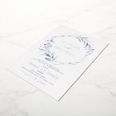 Dusty Greenery Silver Geometric Rustic Wedding Folie Uitnodiging (Gedraaid)