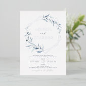 Dusty Greenery Silver Geometric Rustic Wedding Folie Uitnodiging (Staand Voorkant)