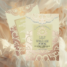 Dusty Ivory RoseGold Classic Monogram Boho Wedding