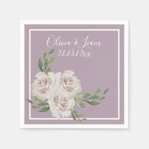 Dusty Lavender Floral Romantic Modern Script Servet