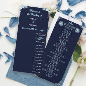 Dusty Light Blue Floral Navy Programme de mariage 
