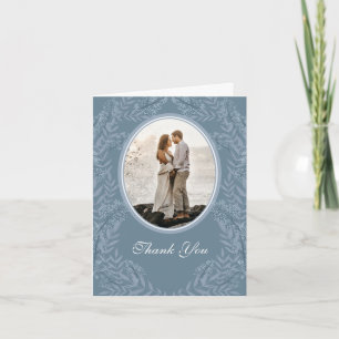 Dusty Light Blue Weddenschap  Botanisch Dank Y Bedankkaart
