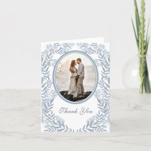 Dusty Light Blue Wedding  Botanical Bedankkaart