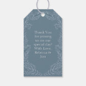 Dusty Light Blue Wedding Botanical Cadeaulabel (Achterkant)