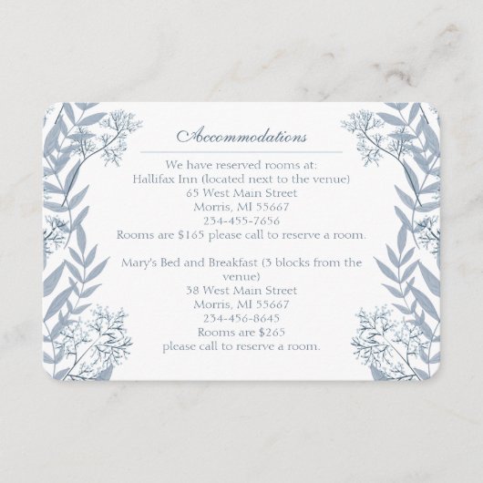 Dusty Light Blue Wedding Botanical Enclosu Informatiekaartje (Voorkant)