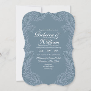 Dusty Light Blue Wedding  Botanical Kaart