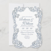 Dusty Light Blue Wedding  Botanical Kaart (Voorkant)