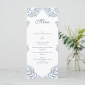 Dusty Light Blue Wedding  Botanical Menu (Staand voorkant)