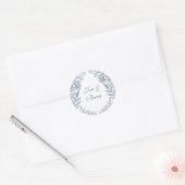 Dusty Light Blue Wedding  Botanical Ronde Sticker (Envelop)