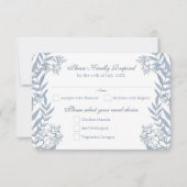 Dusty Light Blue Wedding  Botanical RSVP Kaart (Voorkant)