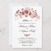 Dusty Marsala Floral Islamitisch Moslim Bruiloft Kaart (Voorkant)