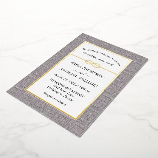 Dusty Mauve African Kuba Raffia all in one Folie Uitnodiging (Gedraaid)