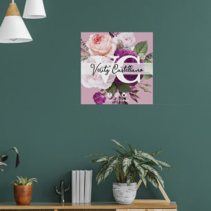 Dusty Mauve Bloemen Persoonlijk Visitekaartje Poster