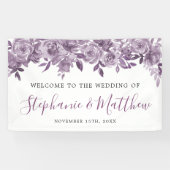 Dusty Mauve Bloemen Rozen Waterverf Bruiloft Spandoek (Horizontaal)