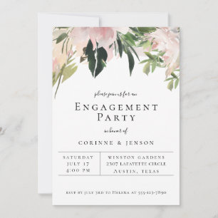 Dusty Mauve Botanical Floral Engagement Party Aankondiging