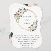 Dusty Mauve Botanical Gold Hoop Bruiloft Kaart (Voorkant / Achterkant)