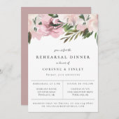 Dusty Mauve Botanical Rehearsal Dinner Aankondiging (Voorkant / Achterkant)