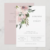 Dusty Mauve Botanical Wedding Invitation Aankondiging (Voorkant / Achterkant)