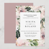 Dusty Mauve Botanical Wedding Invitation Kaart (Voorkant / Achterkant)