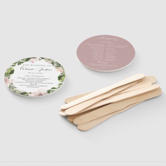 Dusty Mauve Botanical Wedding Program Hand Fans Handwaaier (Niet-gemonteerd)