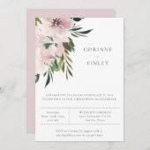 Dusty Mauve Botanical Wedding Réception Invitation (Devant / Derrière)