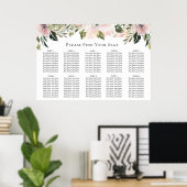 Dusty Mauve Botanical Wedding Seating Chart Poster (Thuiskantoor)