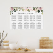 Dusty Mauve Botanical Wedding Seating Chart Poster (Keuken)