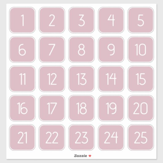 Dusty Mauve Customizable Square Number Stickers (Feuille)