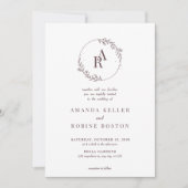 Dusty Mauve Faire-part de mariage monogramme (Devant)